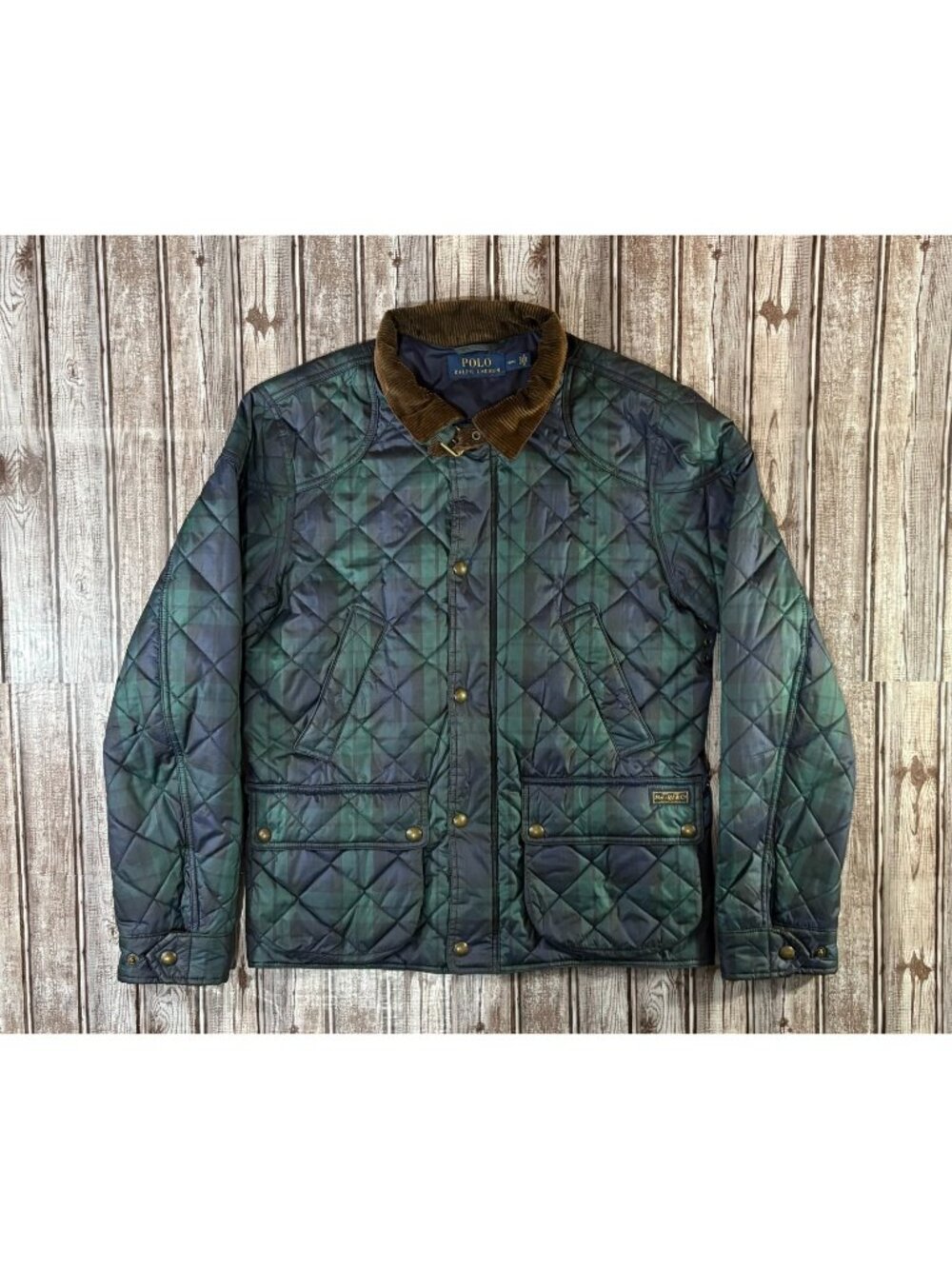 Polo Ralph Lauren Blackwatch Plaid Field Jacket Quilted Corduroy Trim size M
